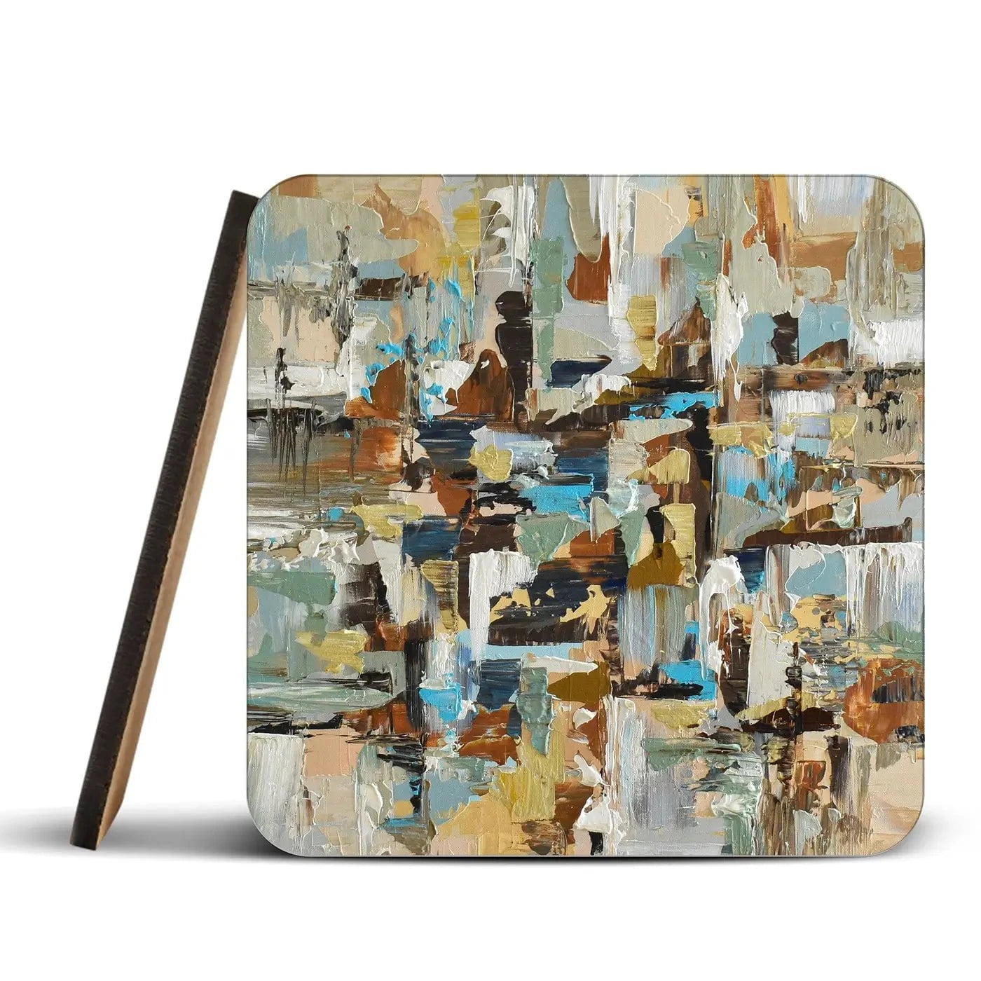 Blue Brown Abstract Coaster Set Rainbow Soul Tree Coaster Set | Rainbow Soul Tree Art Coasters wall art product Olga Tkachyk