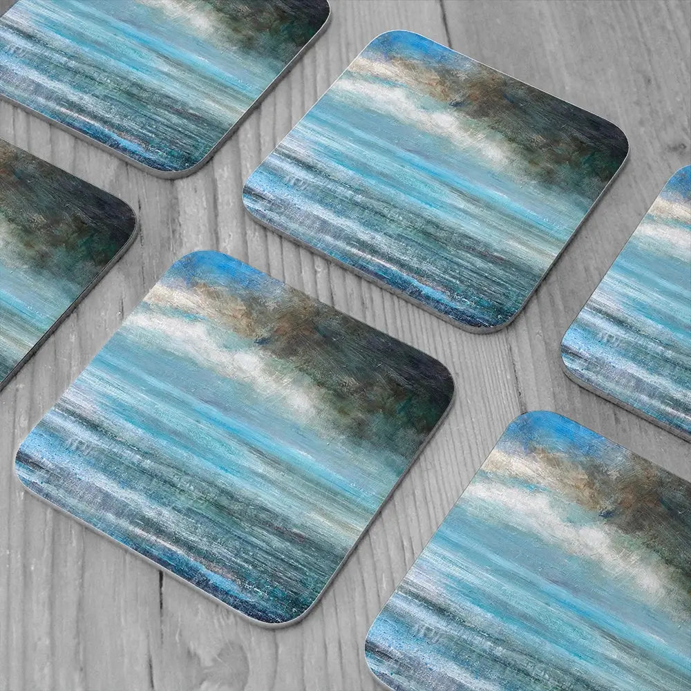 Blue Calm Coaster Set Rainbow Soul Tree Coaster Set | Rainbow Soul Tree Art Coasters wall art product Craig Askew