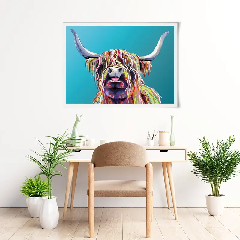 Blue Cheeky Cow Art Print Blue Cheeky Cow Art Print wall art product Independent