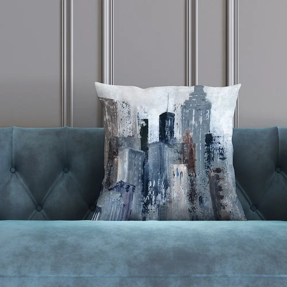 Blue City Mood Cushion Blue City Mood Cushion wall art product Art Print Shop
