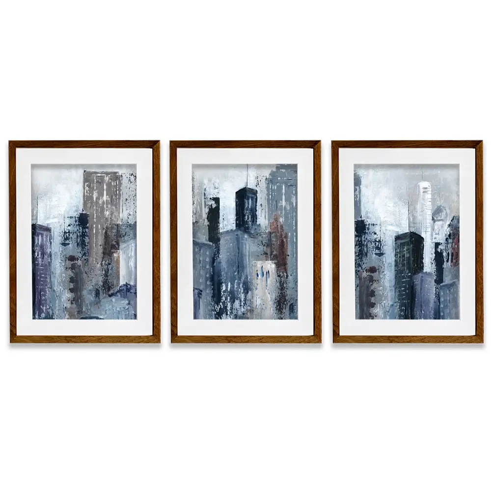 Blue City Mood Framed Art Print Trio Blue City Mood Framed Art Print Trio wall art product Carol Robinson
