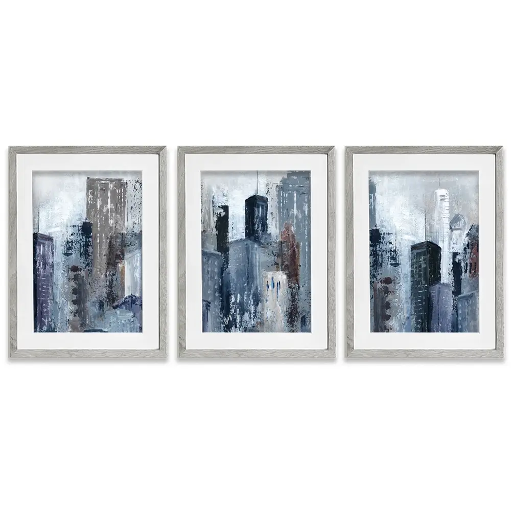 Blue City Mood Framed Art Print Trio Blue City Mood Framed Art Print Trio wall art product Carol Robinson