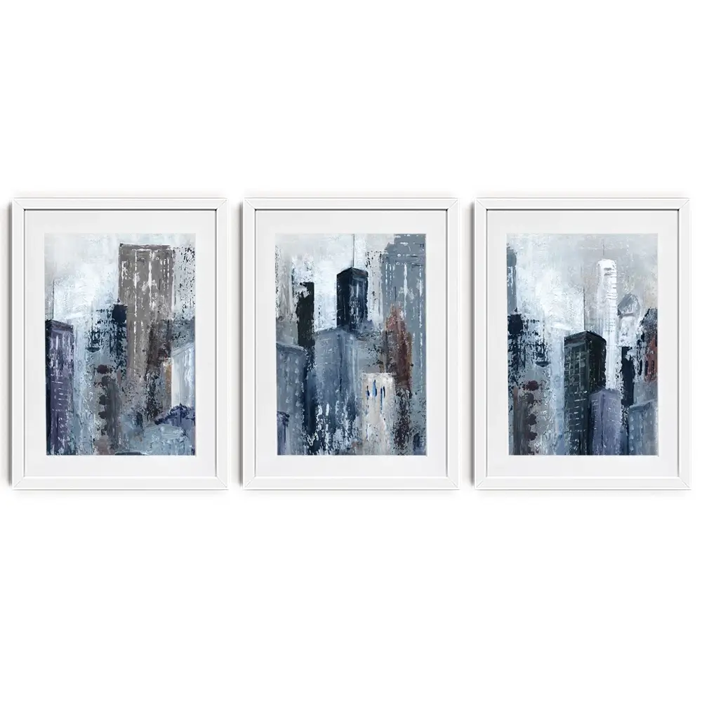 Blue City Mood Framed Art Print Trio Blue City Mood Framed Art Print Trio wall art product Carol Robinson