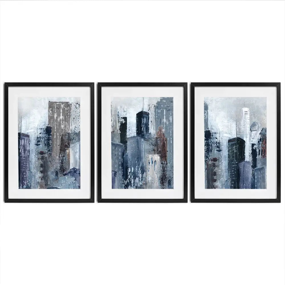 Blue City Mood Framed Art Print Trio Blue City Mood Framed Art Print Trio wall art product Carol Robinson