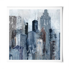 Blue City Mood Square Art Print Blue City Mood Square Art Print wall art product Art Print Shop