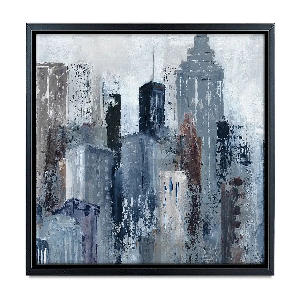 Blue City Mood Square Canvas Print Blue City Mood Square Canvas Print wall art product Art Print Shop