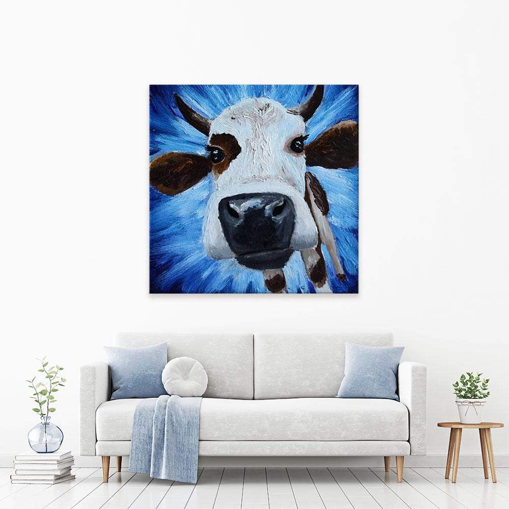Blue Cow Canvas Print Blue Cow Canvas Print wall art product Daria Ermolina / Shutterstock