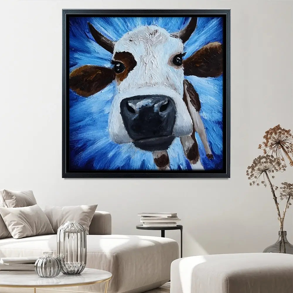 Blue Cow Canvas Print Blue Cow Canvas Print wall art product Daria Ermolina / Shutterstock