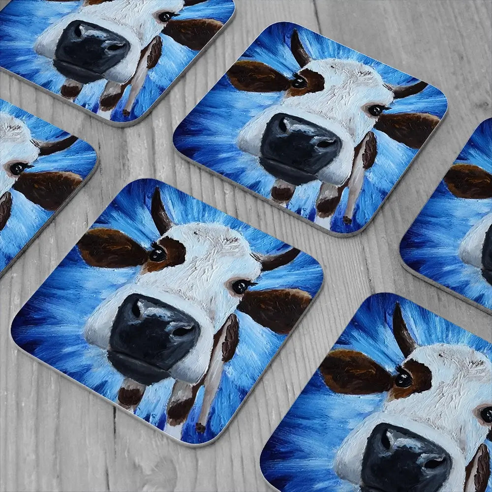 Blue Cow Coaster Set Blue Cow Coaster Set wall art product Daria Ermolina / Shutterstock
