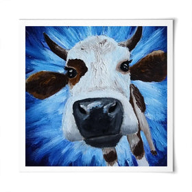Blue Cow Square Art Print Blue Cow Square Art Print wall art product Daria Ermolina / Shutterstock
