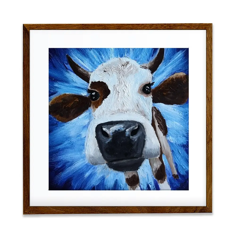 Blue Cow Square Framed Art Print Blue Cow Square Framed Art Print wall art product Daria Ermolina / Shutterstock