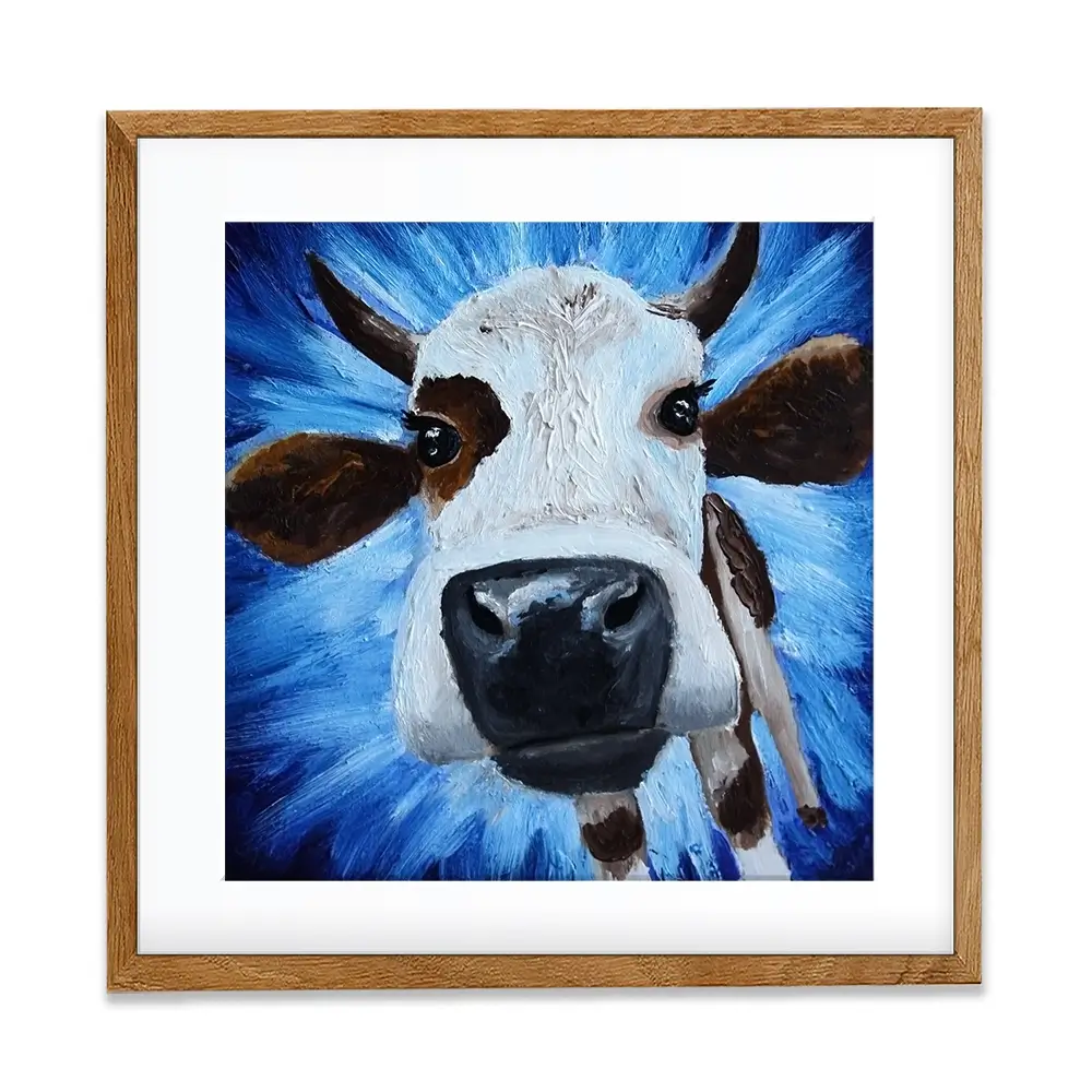 Blue Cow Square Framed Art Print Blue Cow Square Framed Art Print wall art product Daria Ermolina / Shutterstock