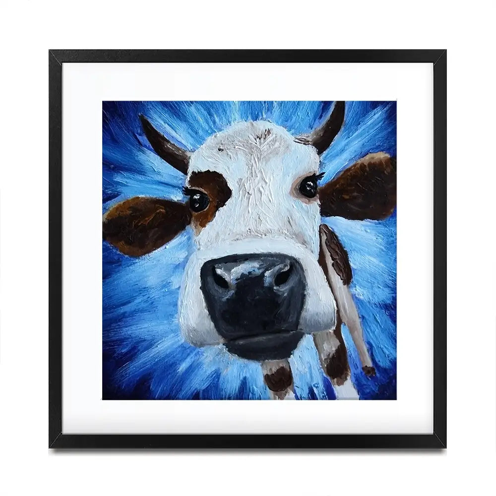 Blue Cow Square Framed Art Print Blue Cow Square Framed Art Print wall art product Daria Ermolina / Shutterstock