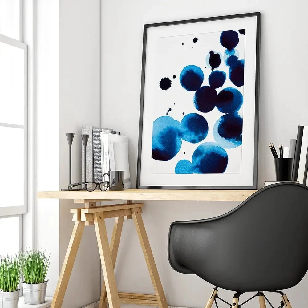 Blue Drops Framed Art Print Blue Drops Framed Art Print wall art product Annie Warren