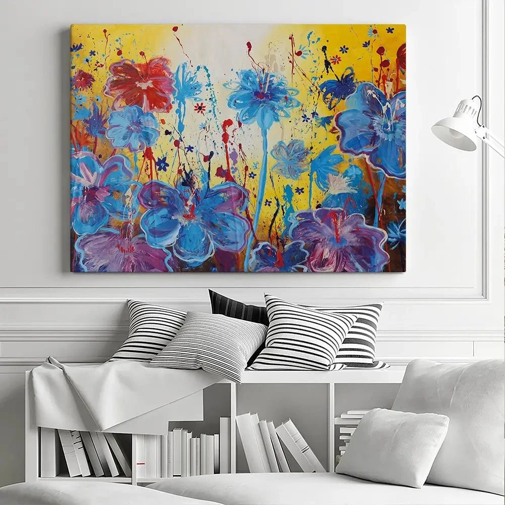 Blue Floral Burst Canvas Print Blue Floral Burst Canvas Print wall art product Maria Moretti