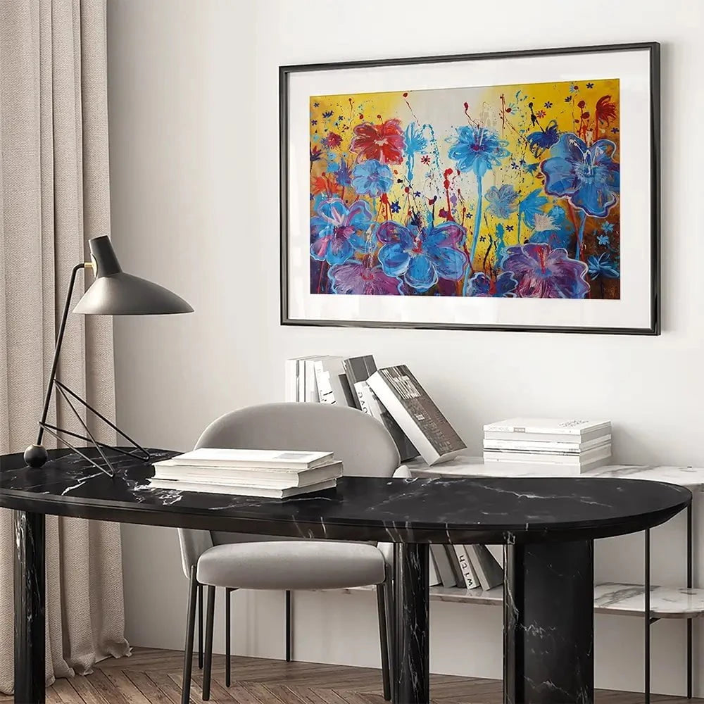 Blue Floral Burst Framed Art Print Blue Floral Burst Framed Art Print wall art product Maria Moretti