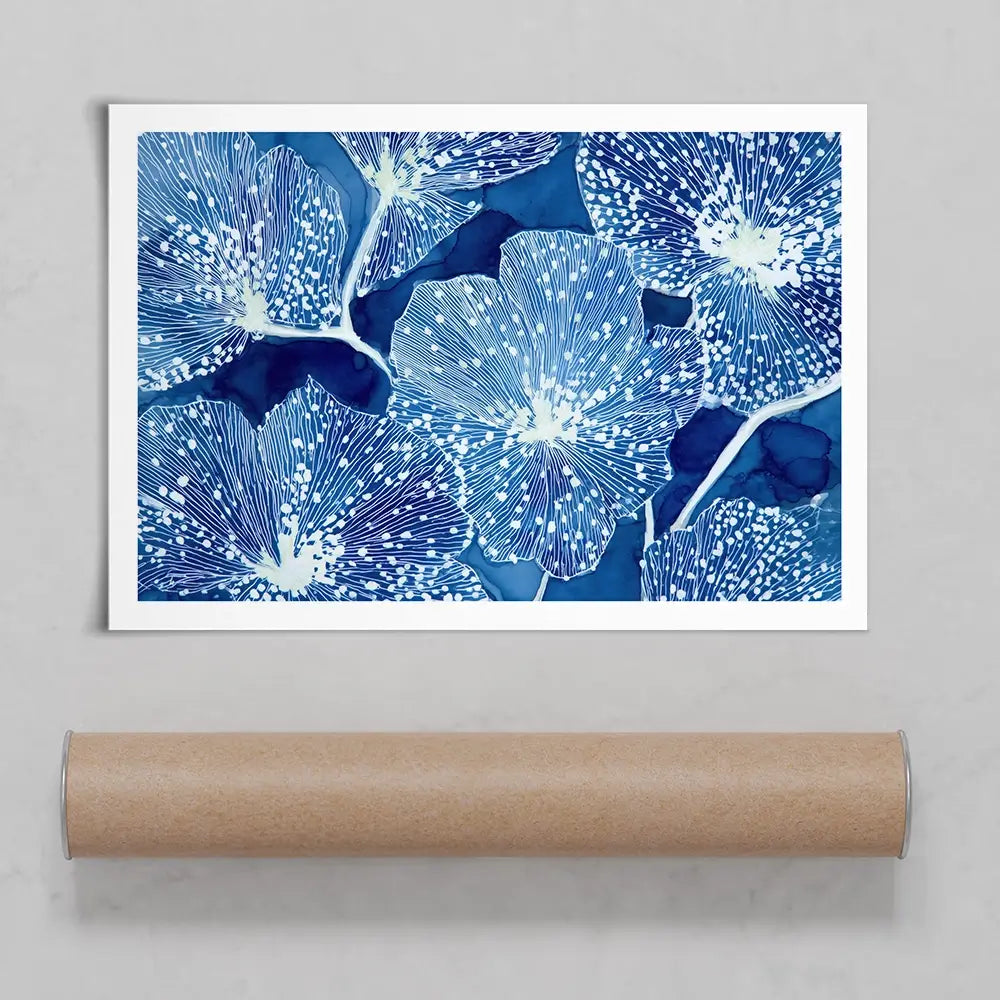 Blue Floral Pattern Close Up Art Print Blue Floral Pattern Close Up Art Print wall art product Chromatic Storm Studio