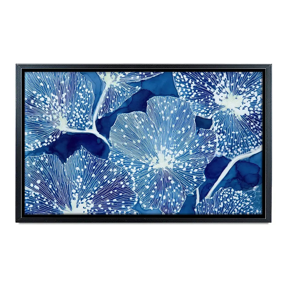 Blue Floral Pattern Close Up Canvas Print Blue Floral Pattern Close Up Canvas Print wall art product Chromatic Storm Studio