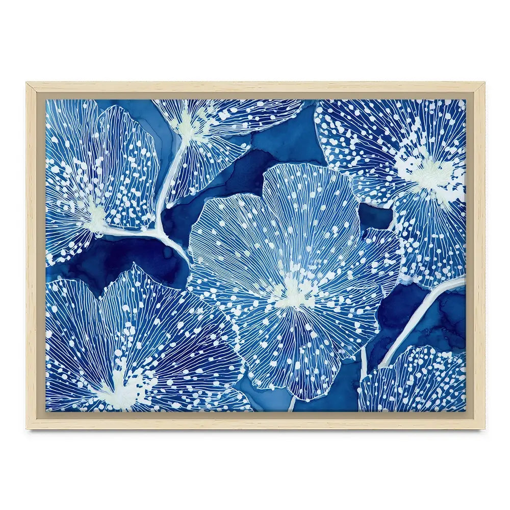 Blue Floral Pattern Close Up Canvas Print Blue Floral Pattern Close Up Canvas Print wall art product Chromatic Storm Studio