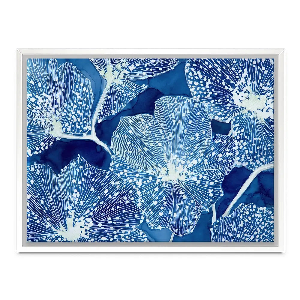 Blue Floral Pattern Close Up Canvas Print Blue Floral Pattern Close Up Canvas Print wall art product Chromatic Storm Studio