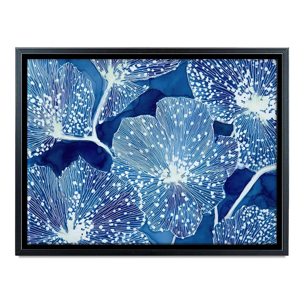 Blue Floral Pattern Close Up Canvas Print Blue Floral Pattern Close Up Canvas Print wall art product Chromatic Storm Studio