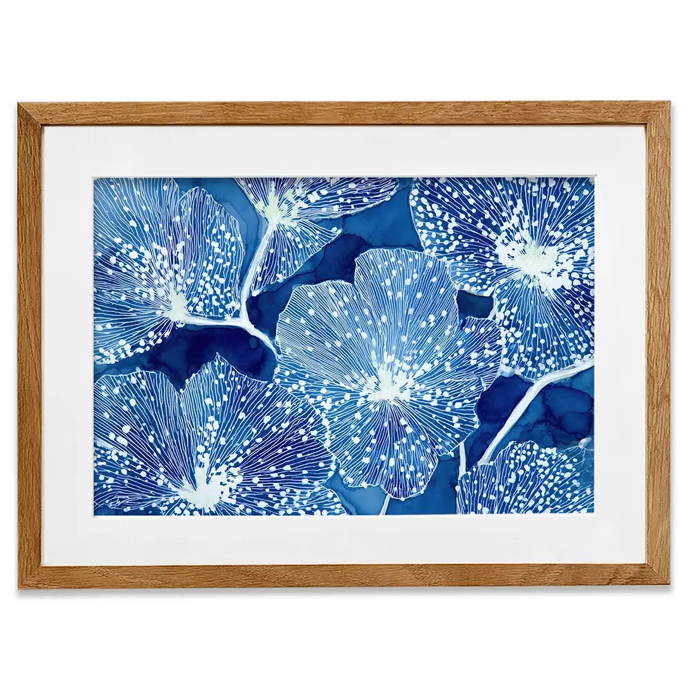 Blue Floral Pattern Close Up Framed Art Print Blue Floral Pattern Close Up Framed Art Print wall art product Chromatic Storm Studio