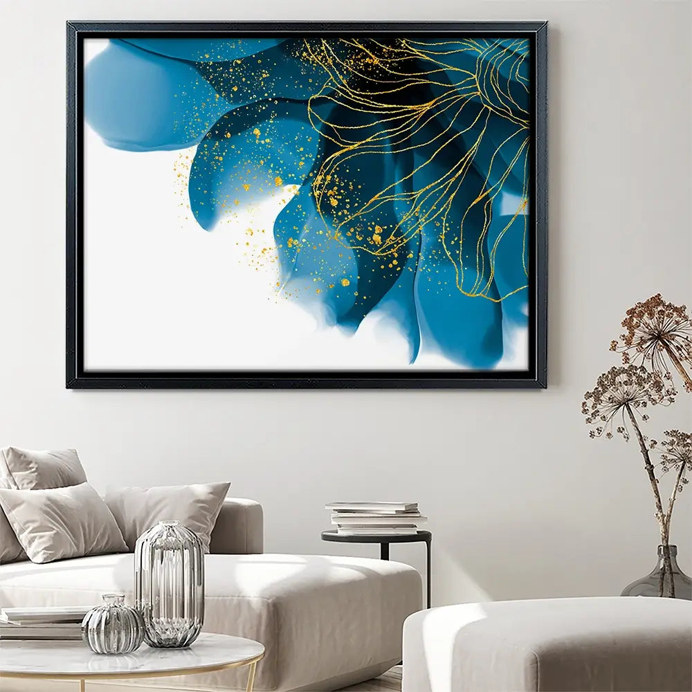 Blue Floral Speckles Canvas Print Blue Floral Speckles Canvas Print wall art product Olga.And.Design / Shutterstock