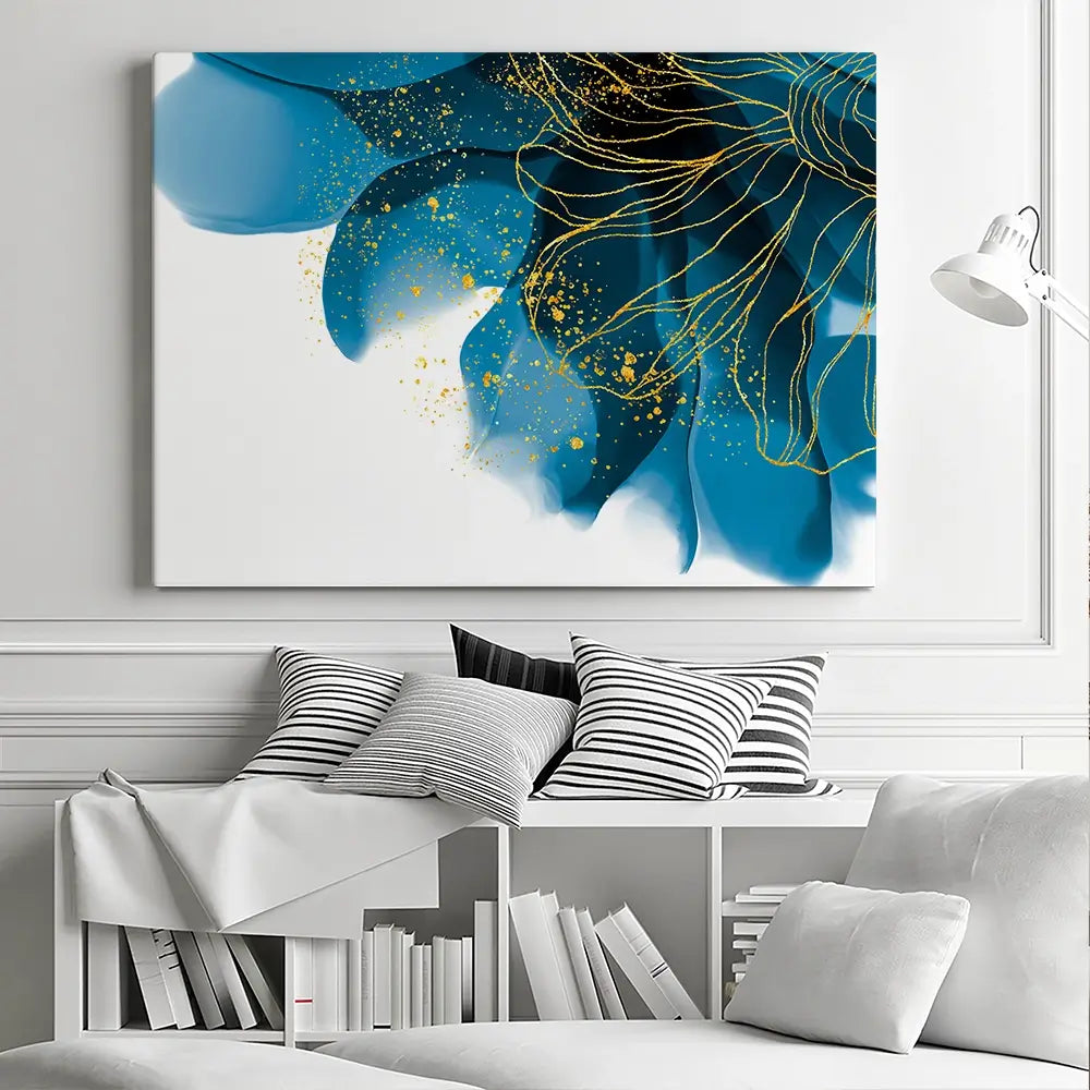 Blue Floral Speckles Canvas Print Blue Floral Speckles Canvas Print wall art product Olga.And.Design / Shutterstock