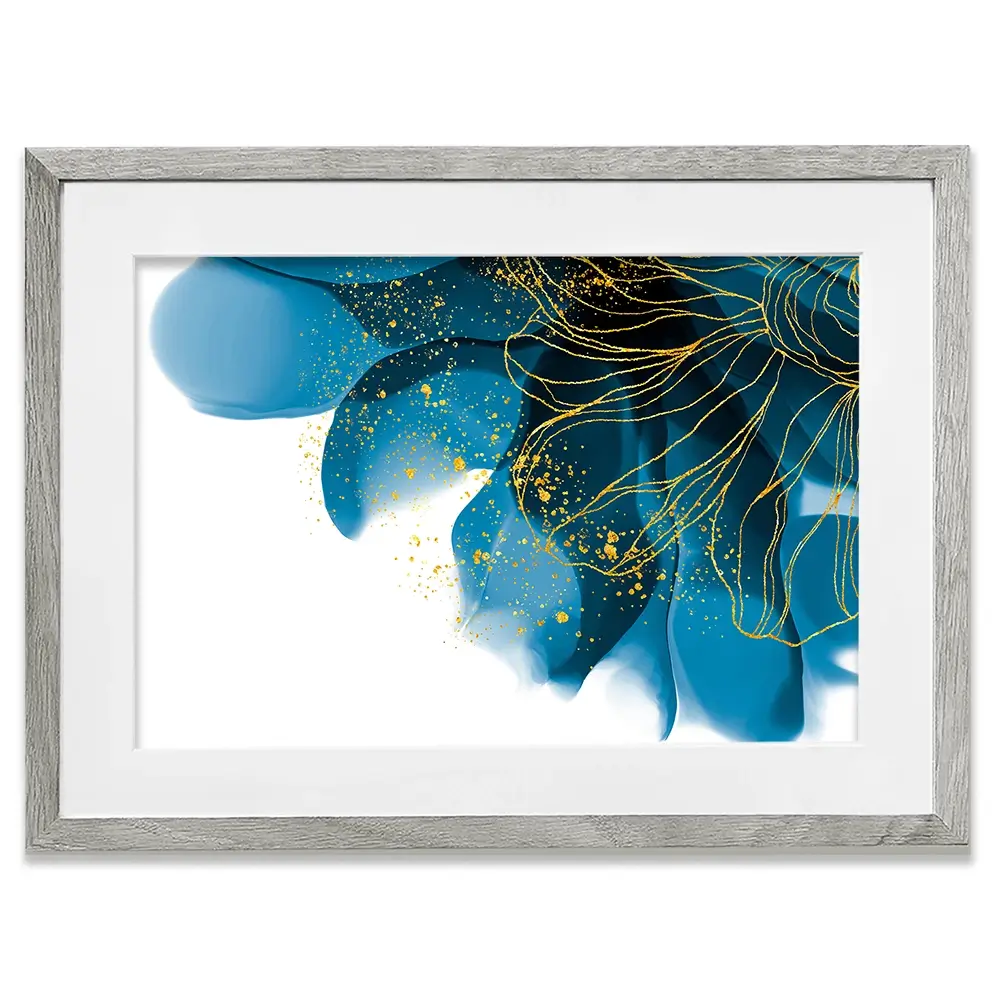 Blue Floral Speckles Framed Art Print Blue Floral Speckles Framed Art Print wall art product Olga.And.Design / Shutterstock