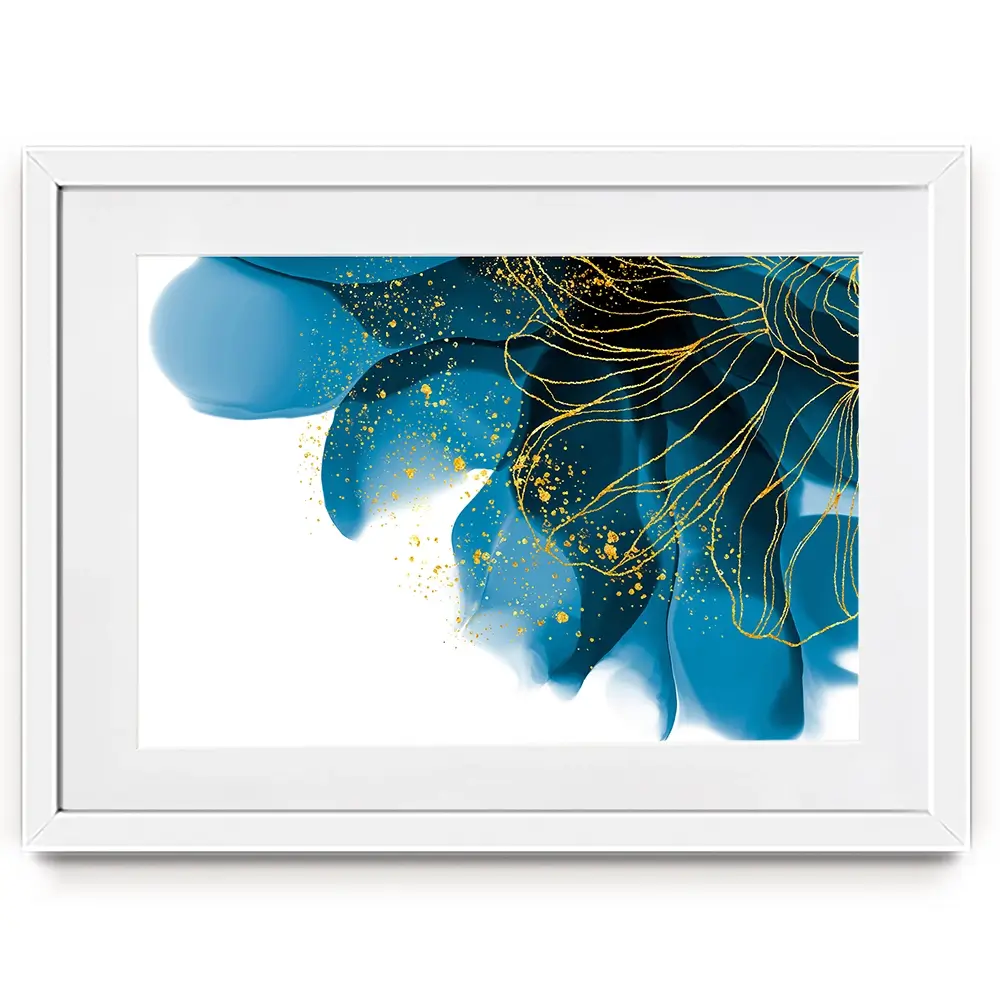 Blue Floral Speckles Framed Art Print Blue Floral Speckles Framed Art Print wall art product Olga.And.Design / Shutterstock