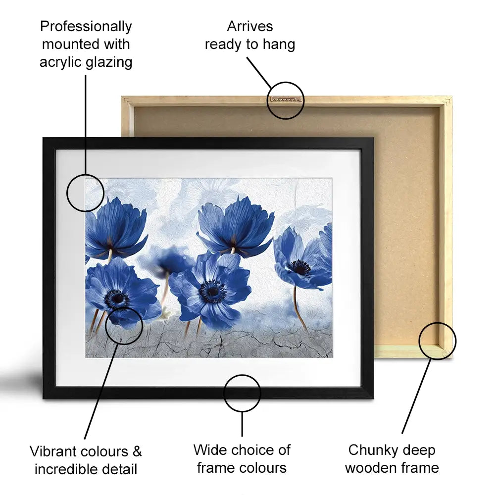 Blue Flowers Framed Art Print Blue Flowers Framed Art Print wall art product Creative Idea / Shutterstock