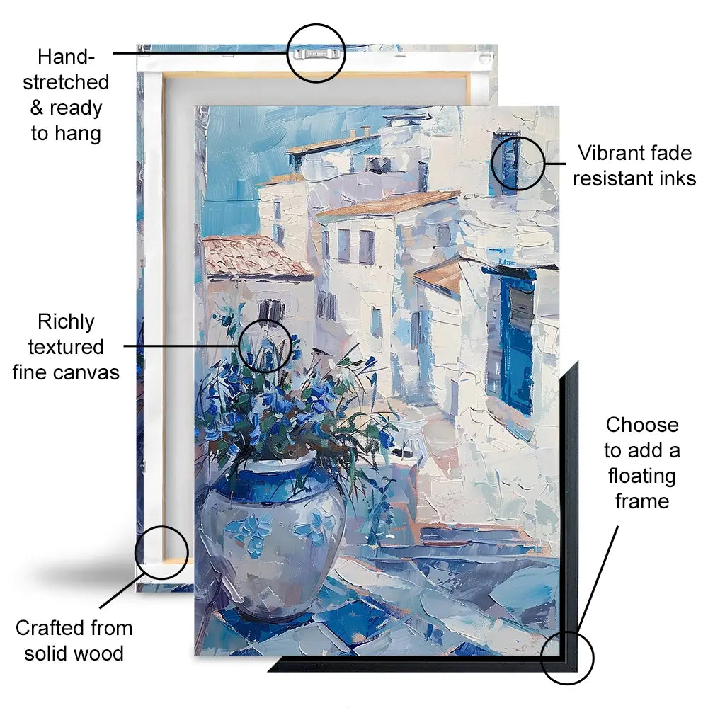 Blue Flowers In Mallorca Trio Canvas Print Blue Flowers In Mallorca Trio Canvas Print wall art product Elena Avanesova