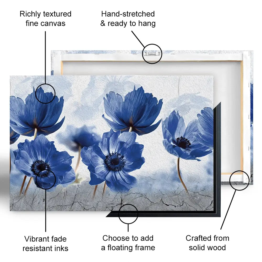 Blue Flowers Oversized Canvas Print Blue Flowers Oversized Canvas Print wall art product Creative Idea / Shutterstock