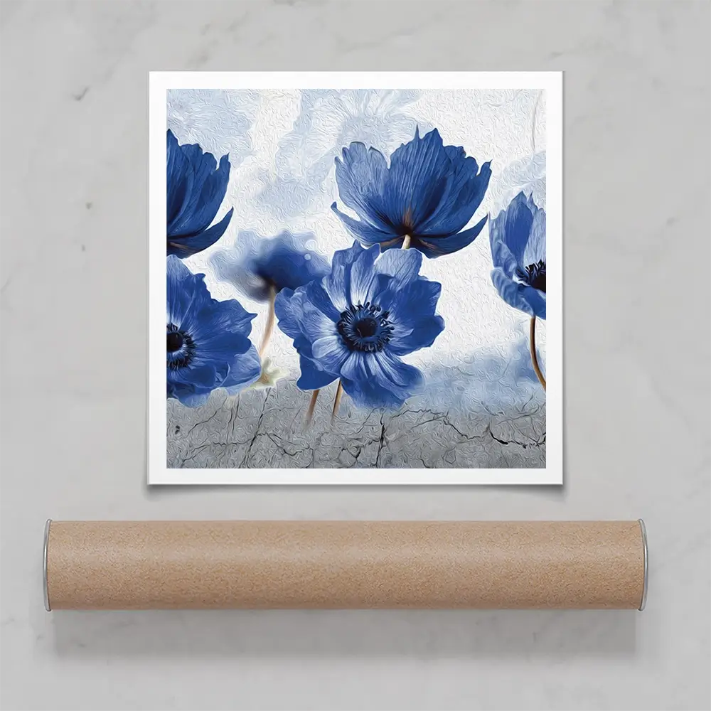 Blue Flowers Square Art Print Blue Flowers Square Art Print wall art product Creative Idea / Shutterstock