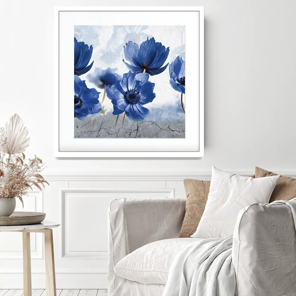 Blue Flowers Square Framed Art Print Blue Flowers Square Framed Art Print wall art product Creative Idea / Shutterstock