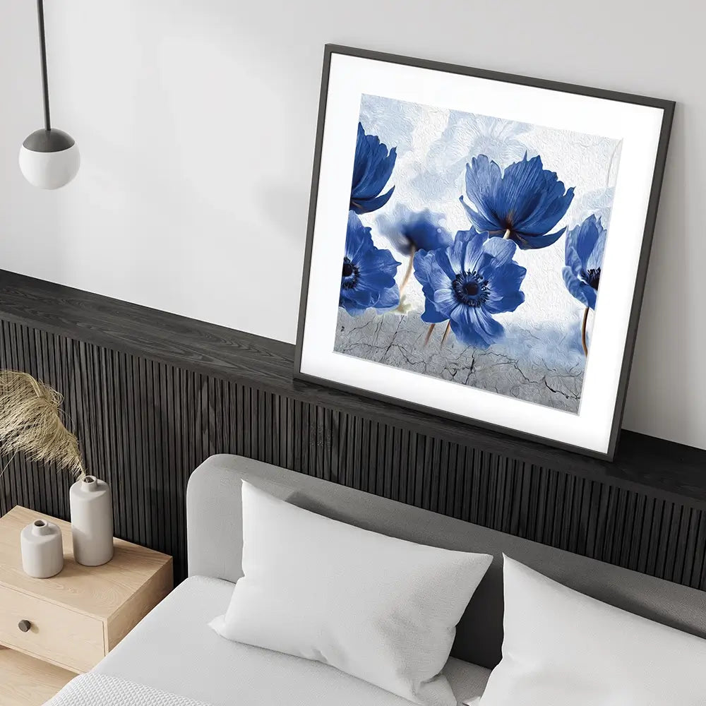 Blue Flowers Square Framed Art Print Blue Flowers Square Framed Art Print wall art product Creative Idea / Shutterstock