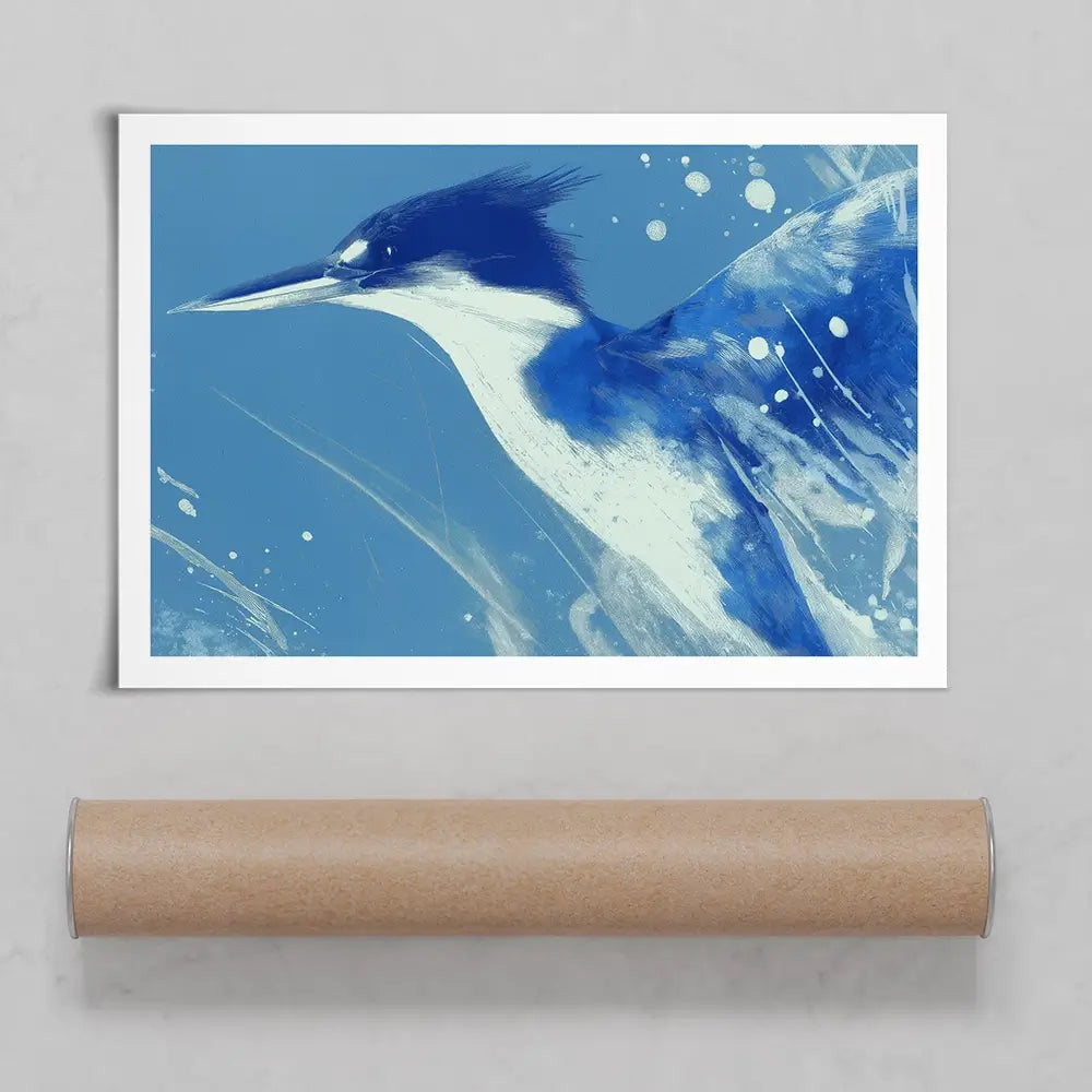 Blue Kingfisher Portrait Art Print Blue Kingfisher Portrait Art Print wall art product Chromatic Storm Studio