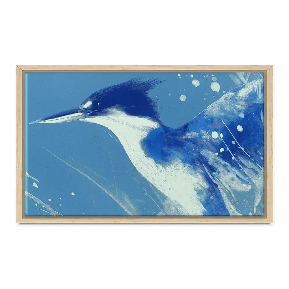 Blue Kingfisher Portrait Canvas Print Blue Kingfisher Portrait Canvas Print wall art product Chromatic Storm Studio