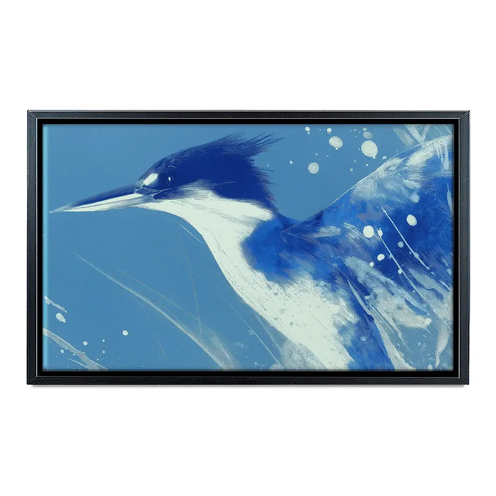 Blue Kingfisher Portrait Canvas Print Blue Kingfisher Portrait Canvas Print wall art product Chromatic Storm Studio