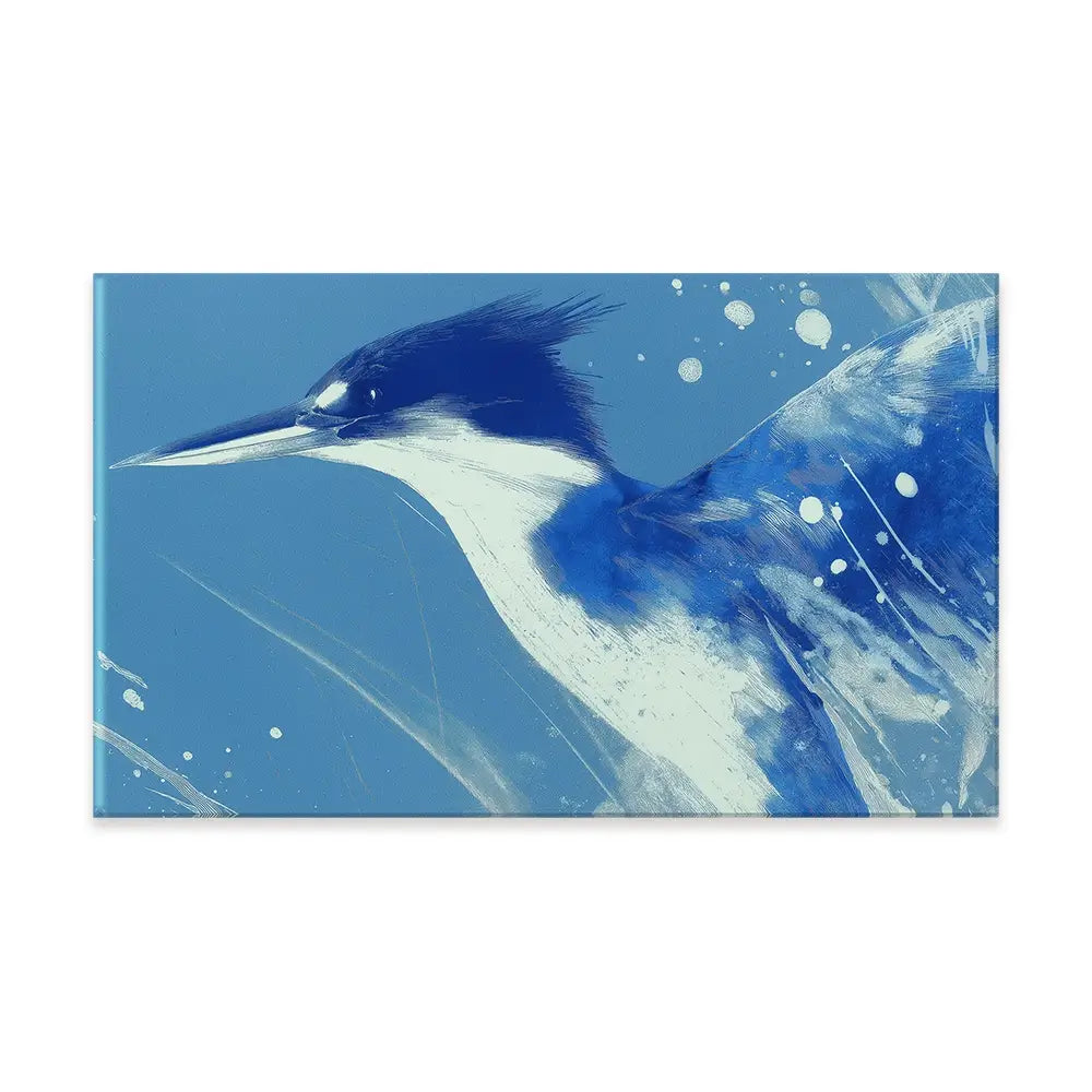 Blue Kingfisher Portrait Canvas Print Blue Kingfisher Portrait Canvas Print wall art product Chromatic Storm Studio