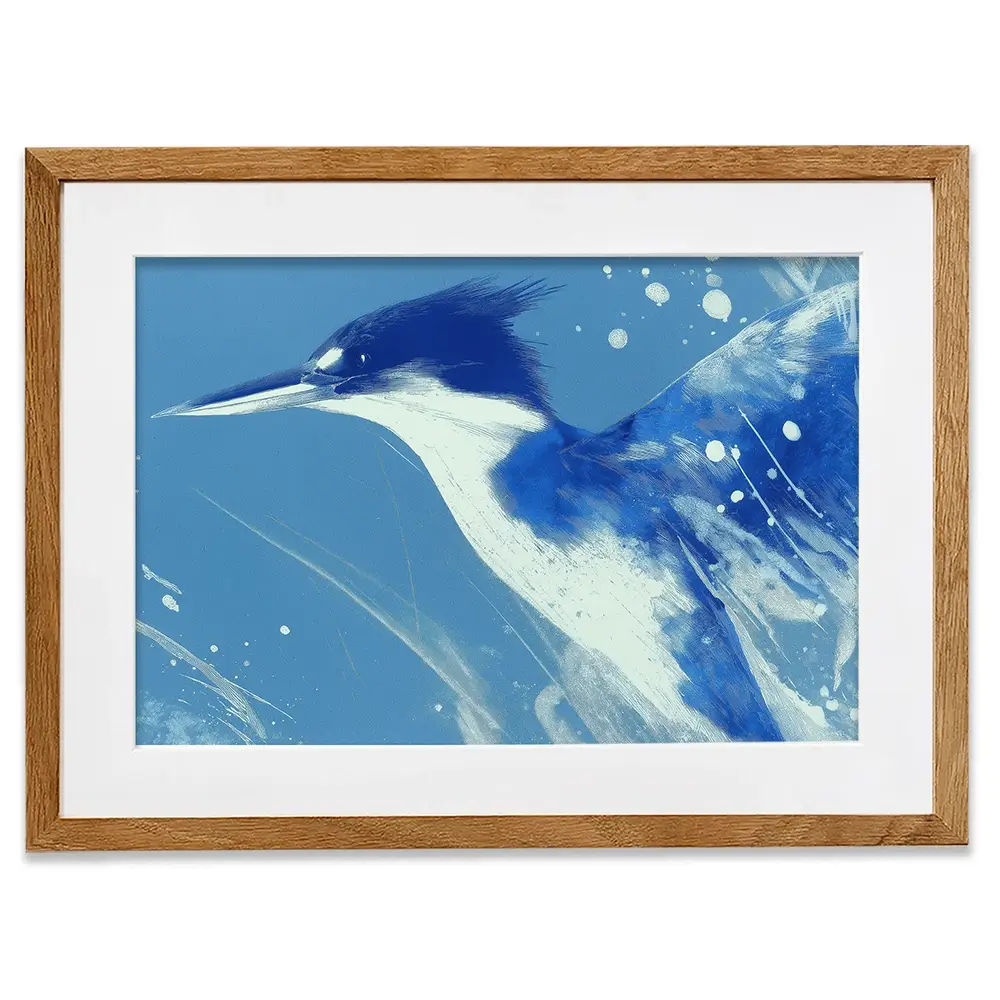 Blue Kingfisher Portrait Framed Art Print Blue Kingfisher Portrait Framed Art Print wall art product Chromatic Storm Studio