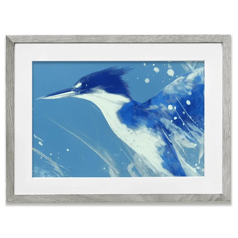 Blue Kingfisher Portrait Framed Art Print Blue Kingfisher Portrait Framed Art Print wall art product Chromatic Storm Studio
