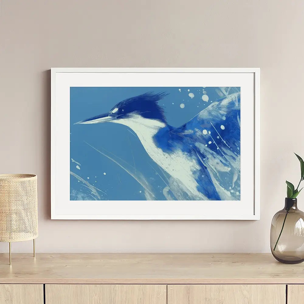 Blue Kingfisher Portrait Framed Art Print Blue Kingfisher Portrait Framed Art Print wall art product Chromatic Storm Studio