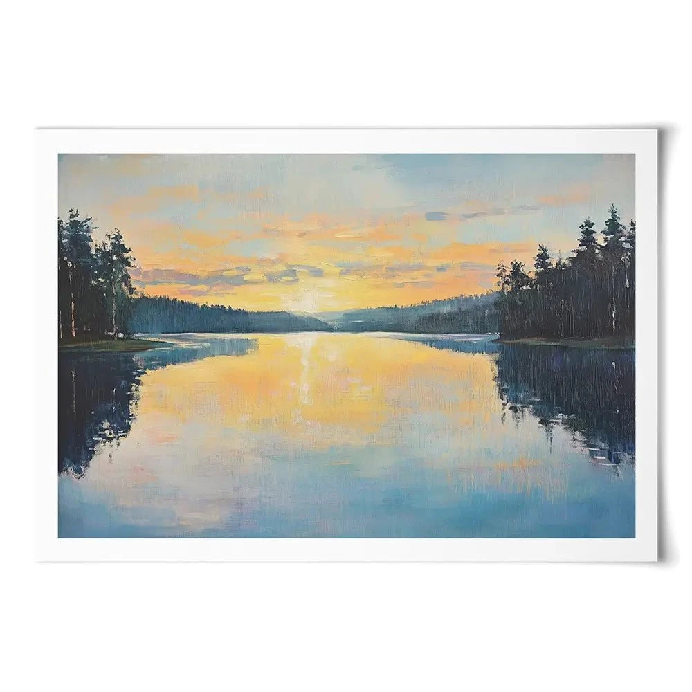 Blue Lake Morning Sunrise Art Print Blue Lake Morning Sunrise Art Print wall art product Gina Kelly - Independent