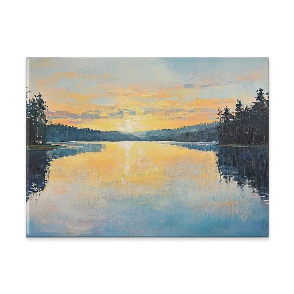 Blue Lake Morning Sunrise Canvas Print Blue Lake Morning Sunrise Canvas Print wall art product Gina Kelly - Independent