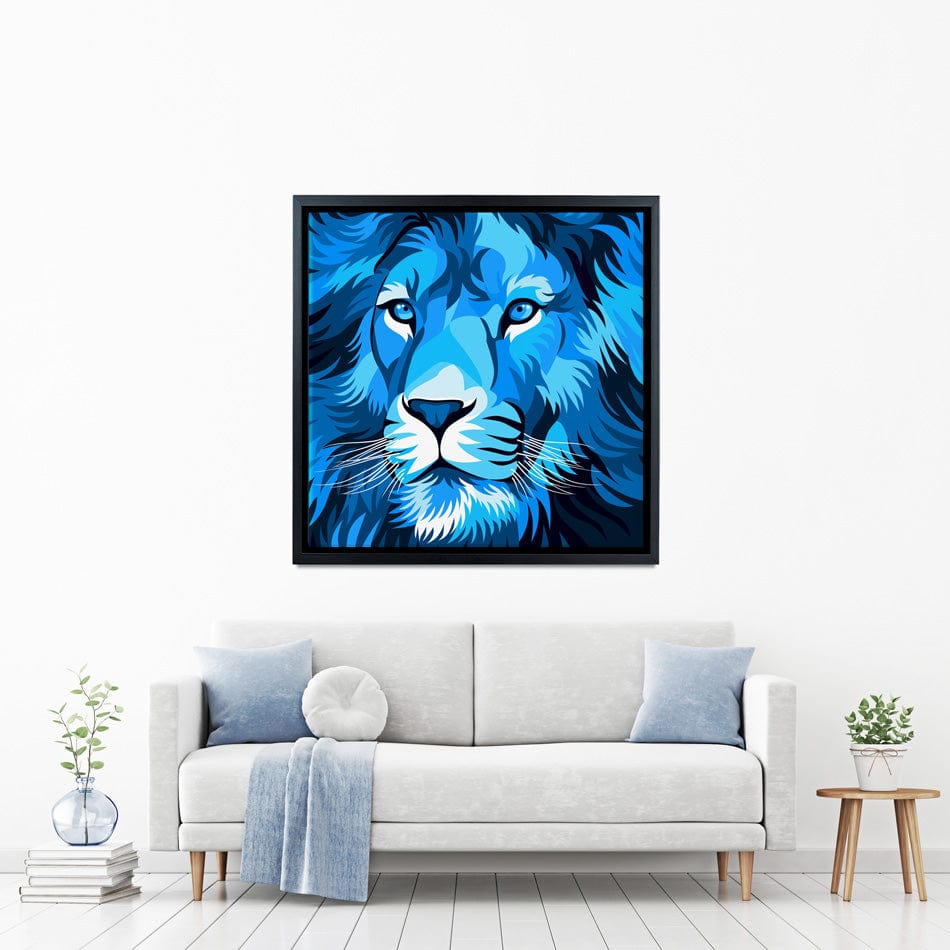 Blue Lion Square Canvas Print wall art product cholikhamka / Shutterstock