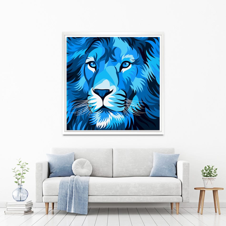 Blue Lion Square Canvas Print wall art product cholikhamka / Shutterstock