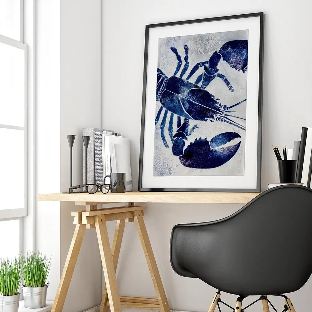 Blue Lobster Framed Art Print Blue Lobster Framed Art Print wall art product Chromatic Storm Studio