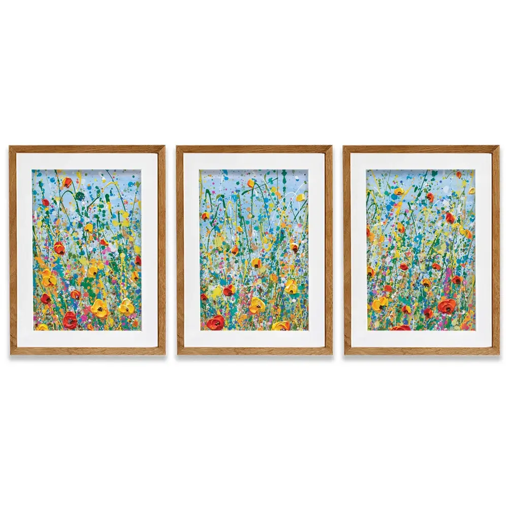 Blue Meadow Framed Art Print Trio Blue Meadow Framed Art Print Trio wall art product Olga Tkachyk