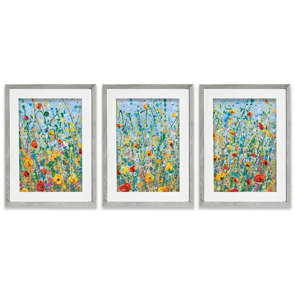 Blue Meadow Framed Art Print Trio Blue Meadow Framed Art Print Trio wall art product Olga Tkachyk